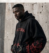 Black embroidered crewneck