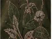 Botanical embroidery close-up